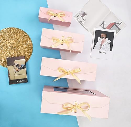 Pink Extra Large Gift Box for Presents with Ribbon 16.5x13x5.3 Inches Clear Gift Box with Window Magnetic Closure Gift Boxes with Lids
