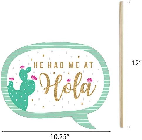 Fiesta Bridal Shower Photo Booth Prop Kit, DIY Cardstock Props - 20pc