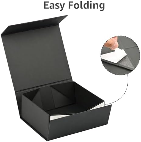 LIFELUM Black Magnetic Gift Box for Birthday Presents, 8"x7"x3"