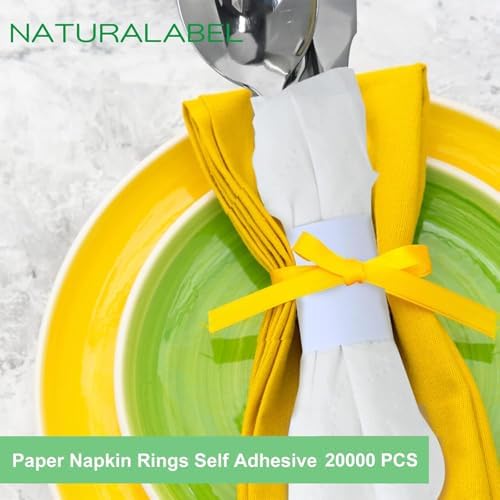 NATURALABEL Self-Adhesive Napkin Bands, Bulk Pack of 20,000, White