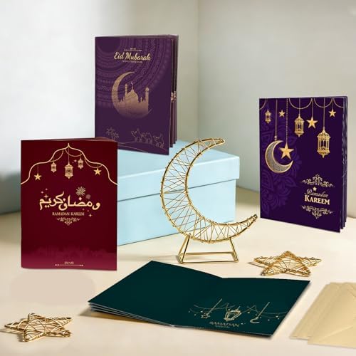 4 Sets Eid Gift Card Book, Eid Mubarak Money Holder Cards with Envelopes, Islamic Holiday Ramadan Kareem Gift Card Booklet Organizer for Family, Friends