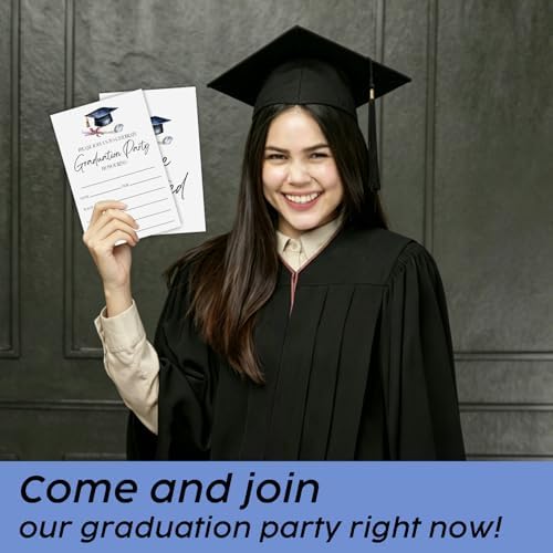 Classic Graduation Invitations 2026 with Envelopes - 20 Pack Class of 2026 Graduation Party Invitations, 4x6 Inch Fill-in Graduation Announcements for High School or College - A02