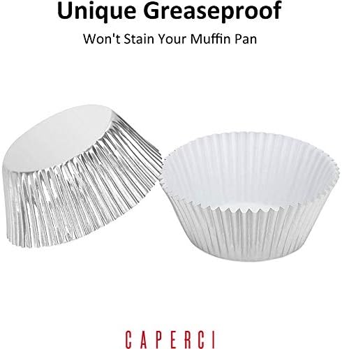 Caperci Premium Silver Foil Cupcake Liners Standard Muffin Cups 150pcs