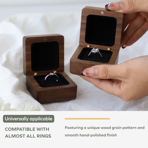 muso wood Vintage Solid Wood Ring Box, Walnut Carved-2pcs