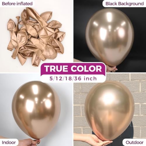 Bezente Metallic Champagne Gold Latex Party Balloons 30 Pack 18 inch