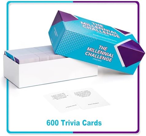 The Millennial Challenge - 90s and 2000s Trivia Game with 600 Trivia Cards - Pop Culture, Trivia Game with Movies, Music, TV Shows - Ideal for Game Night, Christmas, Birthday, or Gift