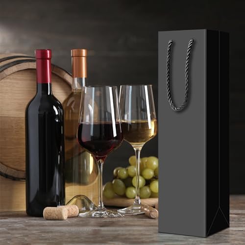 Fulmoon 80 Pack Wine Gift Bag Bulk, 4"x3.5"x14" Wine Bag, Black