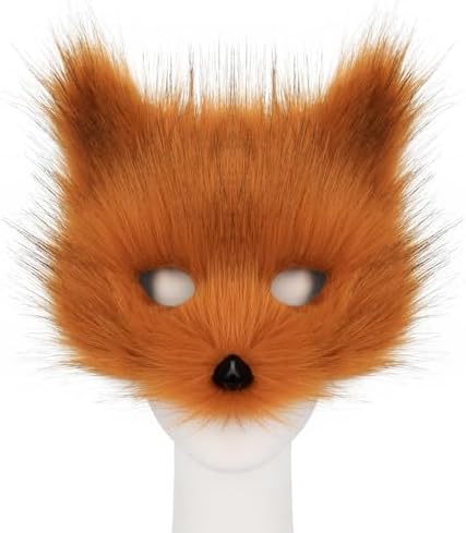 Adolala Faux Fur Fox Tail Cat Wolf Set Plush Mask Fluffy Paw Gloves Halloween Christmas Party for Women