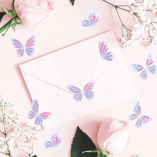 500Pcs Holographic Butterfly Stickers for Kids 1in Laser Waterproof Decals 6 Designs Dazzling Butterfly Self-Adhesive Sticker Rolls for Bottle Scrapbook Journal Envelope Decorations