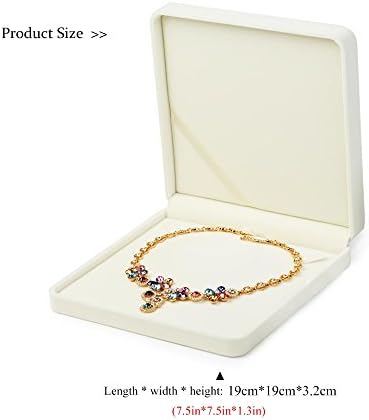 Oirlv Big Necklace Box,White Velvet Jewelry Case for Chunky/Pearl Necklace