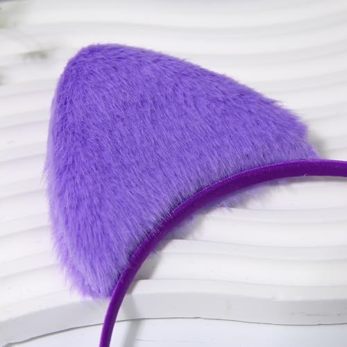 Furry Black Cat Ears Headband Costume Accessories Women Halloween Cosplay
