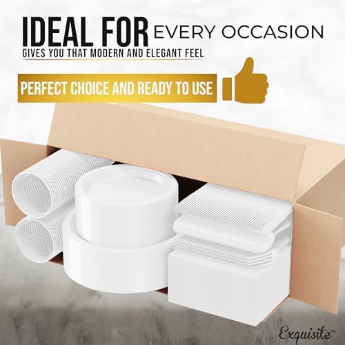 Exquisite 182 Pcs White Plates and Napkins Party Supplies Plate Sets