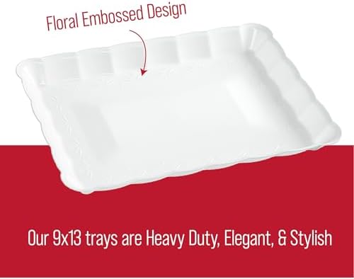 White Plastic Serving Trays - Serving Platters Rectangle 9X13 pack of 4
