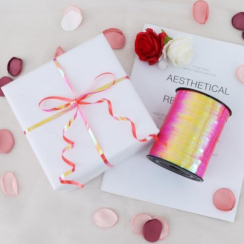 TONIFUL 500 Yards Iridescent Red Curling Ribbon Balloon String