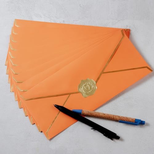 30 Pack 0 Business Envelopes with Stickers, Thick Paper, Dark Orange
