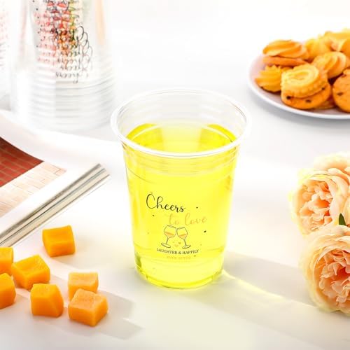 100 Pcs Bee Party Cups 16 oz, Pink, Cheers to Love
