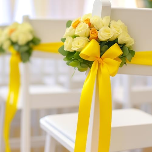 30 Yards 1 1/2 in Yellow Ribbon for Gift Wrapping Birthday Christmas Party