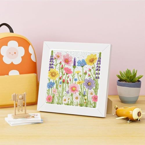 Wildflowers Diamond Art Kit for Kids with Frame -5D Diamond Painting Kits