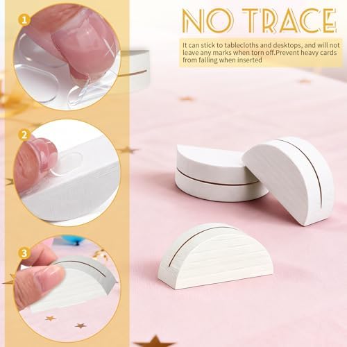 24Pcs White Wood Table Number Stands, Wood Place Card Holders
