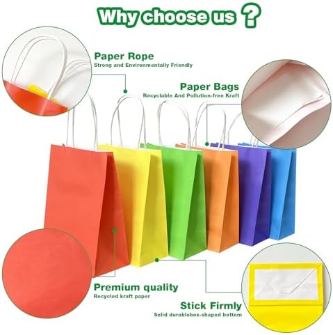 LAMJAMANER 24Pcs Small Gift Bags, 5.5x3.15x7.87 Paper Gift Bag with Handles, Party Favor Bag-s Bulk for Birthday, Wedding, Businesses, Party Supplies and Gifts, Valentines Day Bag
