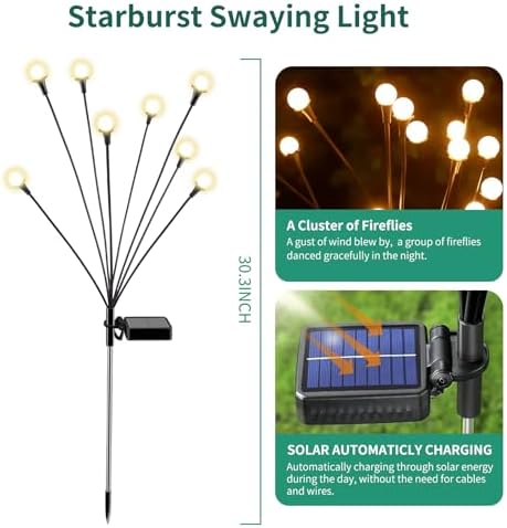vignuto Solar Lights Outdoor Waterproof,6 Packs 48LED, Garden Decor, Patio Decor, Firefly Lights Solar Outdoor, Unique Gifts for Women