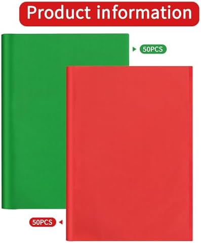 BEISHIDA 100 Sheets Red Green Tissue Paper Bulk, Wrapping Tissue Paper for Gift Bags, 14 x 20 Inch Gift Wrap for Christmas Birthday Wedding Graduation DIY Crafts Holiday Flowers