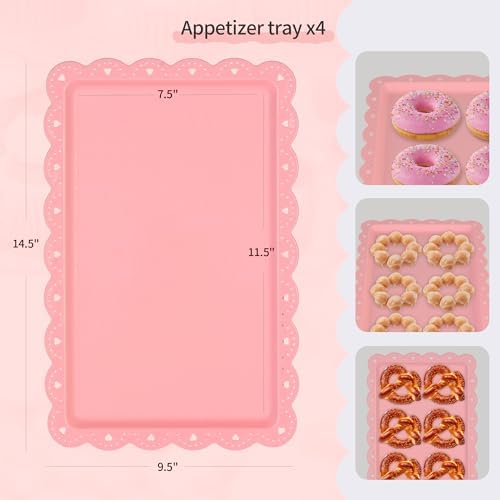 Pack of 11 NWK Cake Stand Set of Cupcake Stand, Tray & Table Cloth (Pink)