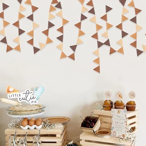 Brown Party Decorations Ombre Brown Felt Hanging Triangle Mini Bunting Pennant Banner Flag for Birthday Wedding Shower Neutral Boho Woodland Safari Western Party Decor Supplies