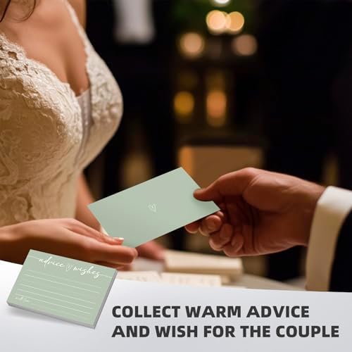 Advice and Wishes for Mr and Mrs, 60 Count Sage Green Marriage Message Cards - Minimalist Fill in The Blank Stationery for Wedding, Bride and Groom