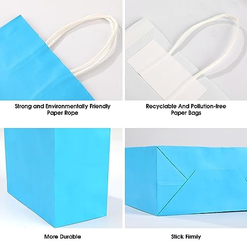 XPCARE 200Pcs Paper Gift Bags 6.3x3.15x8.66'' Kraft Paper Party Favor Bags