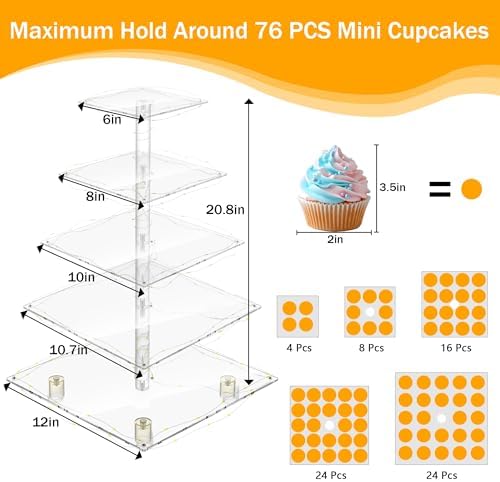 YestBuy 5 Tier Cupcake Stand for 60 Cupcakes with Yellow Lights