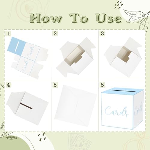 WNINK White and Blue Card Box for Parties, Weddings, Birthdays, Bridal & Baby Showers, Anniversaries, Graduations & Retirements Party Decorations – Cards, Raffle, Wishes & Money Card Boxes