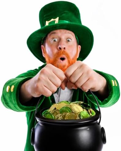 GiftExpress 8" Black Cauldron Bucket – Halloween Candy Bowl, Trick or Treat, St. Patrick's Pot of Gold Decor, Witch Kettle for Party Supplies