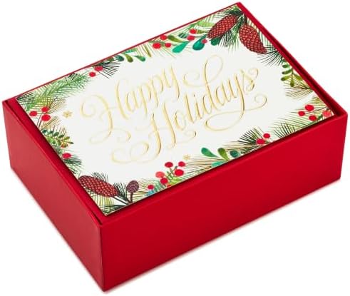 Hallmark Boxed Holiday Cards, Festive Greenery (40 Cards and Envelopes)
