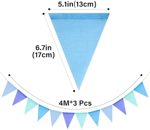 G2PLUS Pennant Banner Triangle Flag Bunting Garland Blue Banner Flags 36PCS