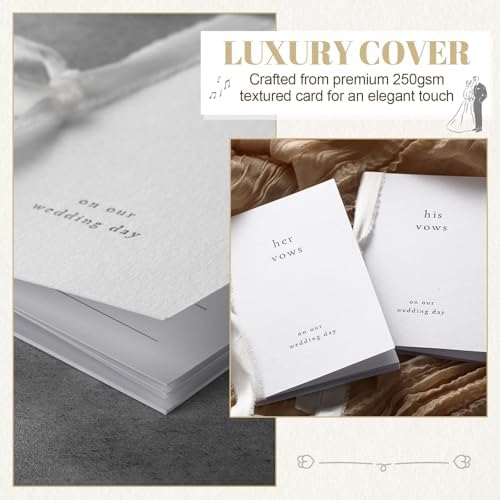 Engrowtic 2 Set Wedding Vow Books His Her A6 Pocket Size,White
