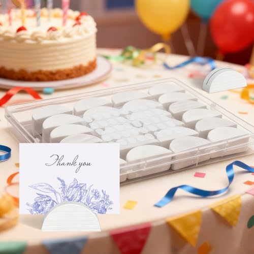24Pcs White Wood Table Number Stands, Wood Place Card Holders