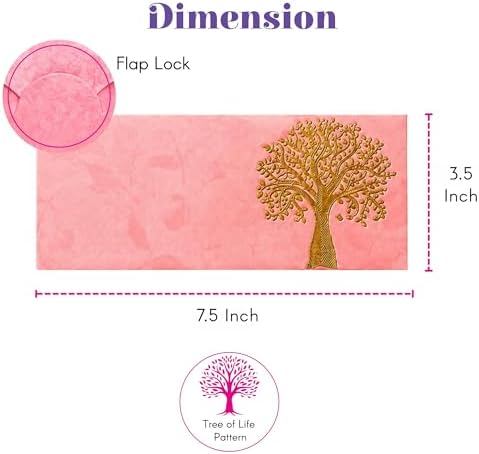 LoveNspire Money Envelopes (7.5 x 3.5 Inch) Decorative Tree of Life Pattern Shagun Lifafa for Indian Wedding, Birthday | Cash Gift Holder & Home Savings Organizer Pack of 100