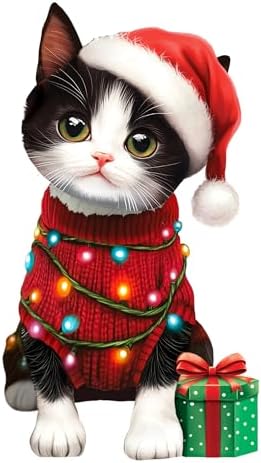 Freshcut Paper Pop Up Cards, Mini Christmas Kitten, 6 Inch Mini Sized 3D Cat Gifts, Popup Greeting Card, Christmas Cards, Holiday Card, Blank Notecard & Envelope