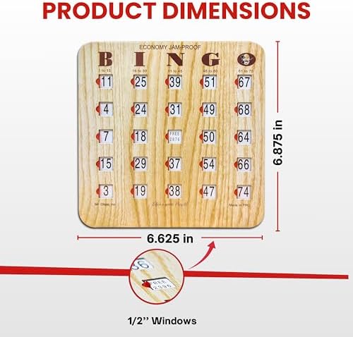 MR CHIPS Jam-Proof Fingertip Slide Bingo Cards with Sliding Windows 50 Pack in Tan Style