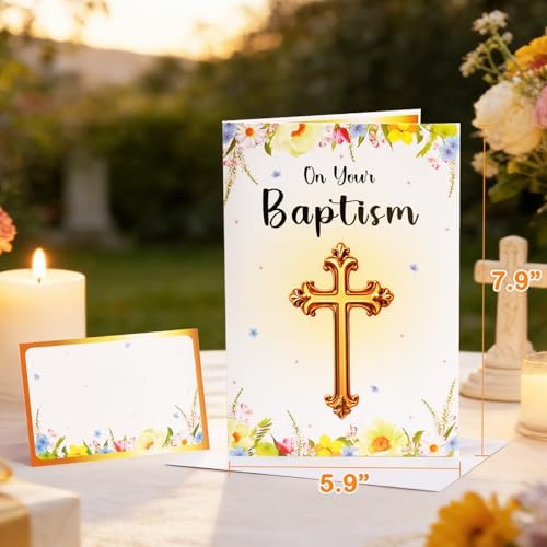 Baptism Pop Up Card with Lights, 3D Musical Christening Greeting Cards