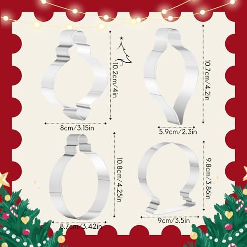 Large Size Christmas Ornaments Cookie Cutters 4PCS Stainless Steel