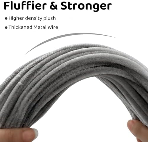 200PCS Gray Pipe Cleaners Craft Bulk,Arts Crafts,Sensory Toys,Chenille Stems Art Supplies for Projects Creative DIY Room Decor,Christmas Decorations,Fidget Toys for Ages 8-13,DIY Cute Grey Animals