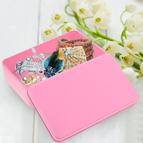 Homoyoyo 3pcs Metal Tins with Lid Rectangular Cookie Storage Boxes for Treats for Travel Organizing Items Versatile Metal Containers Sleek Design Pink