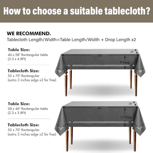MIULEE Grey Rectangle Tablecloth with Decorative Cutouts 52x70 Inch