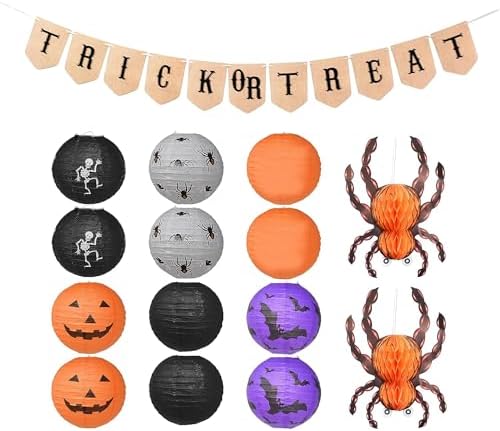 Mudra Crafts Spider Bat Skeleton Pumpkin Paper Lantern Halloween Decoration