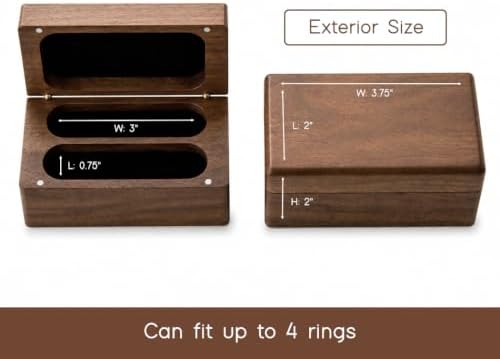 Engraved Walnut Quad Ring Box: "Forever & Always" Wood Ring Holder Case