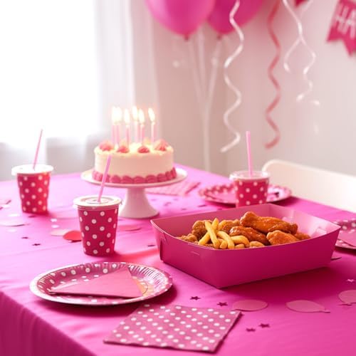 25 Pcs Paper Food Tray 4 lb Large Food Boats Nacho Plates Disposable Serving Snack Trays Large Paper Food Trays Boat for Nachos, Hotdogs, Tacos, Fries (Hot Pink)