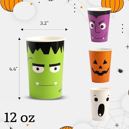 100 Count Halloween Character Disposable Paper Cups 12 oz 4 Designs