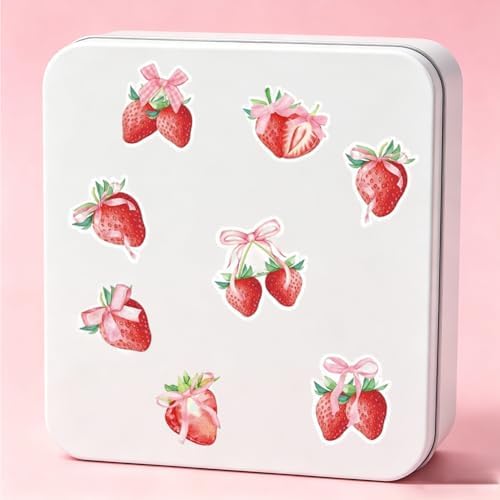 500PCS Fruit Stickers Rolls 8 Styles Strawberry Sticker 1in Self-Adhesive Waterproof Vinyl Stickers Decor for Birthday Party Envelopes Scrapbook Decorations